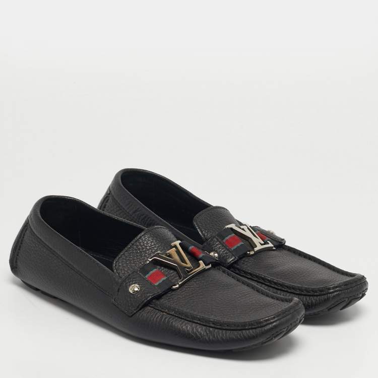 Pre Owned Louis Vuitton Monte Carlo Size 42 Black Leather Loafers
