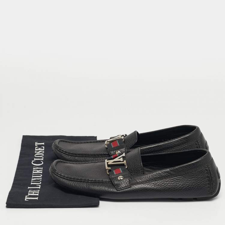 Pre Owned Louis Vuitton Monte Carlo Size 42 Black Leather Loafers