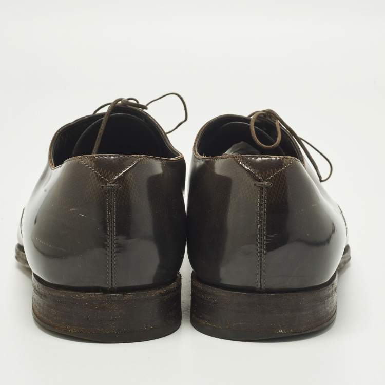 مملوكة مسبقًا حذاء أوكسفورد لوي فيتون برباط دامييه أسود منقوش مقاس 42