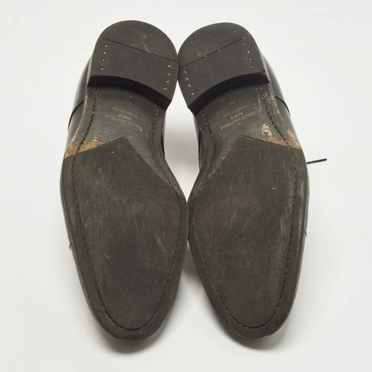 مملوكة مسبقًا حذاء أوكسفورد لوي فيتون برباط دامييه أسود منقوش مقاس 42