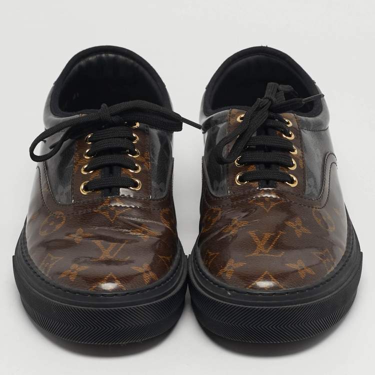 Pre Owned Louis Vuitton Trocadero Size 42.5 Brown/Black Monogram Coated Canvas Low Top Sneakers