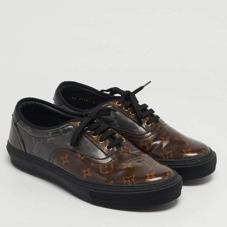 Pre Owned Louis Vuitton Trocadero Size 42.5 Brown/Black Monogram Coated Canvas Low Top Sneakers
