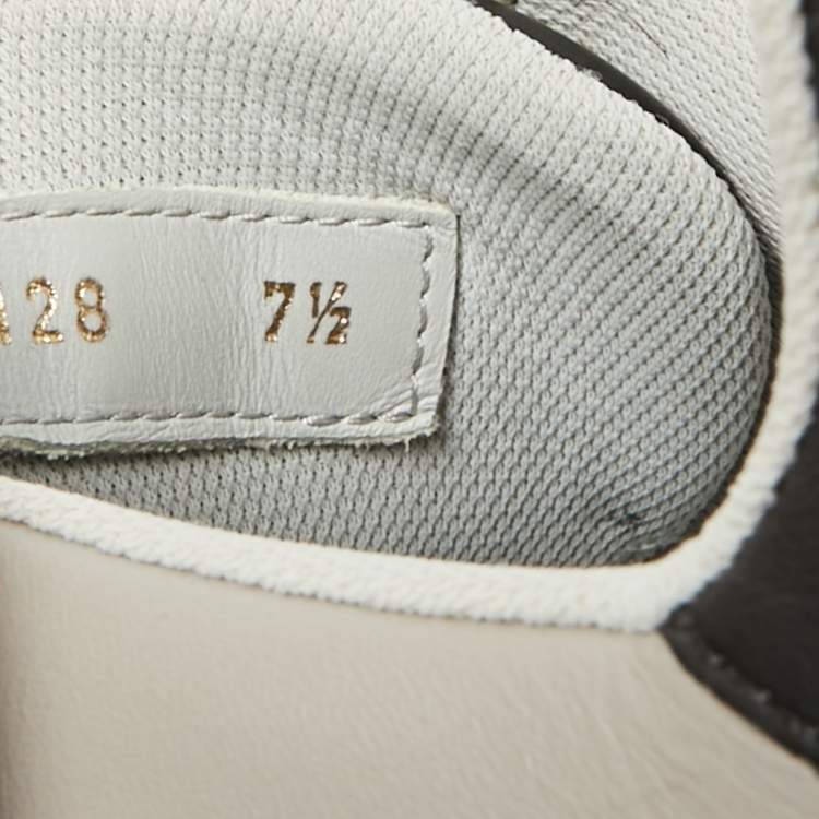 Pre Owned Louis Vuitton LV Trainer Size 41.5 GreyBlack Leather Lace Up Sneakers