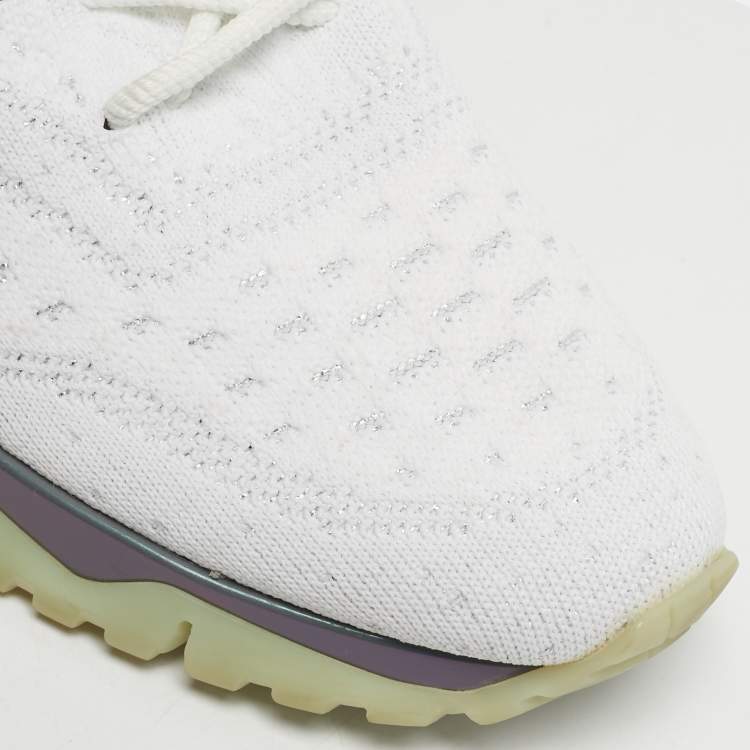 Pre Owned Louis Vuitton V.N.R Size 43.5 White Cotton Knit Lace Up Sneakers