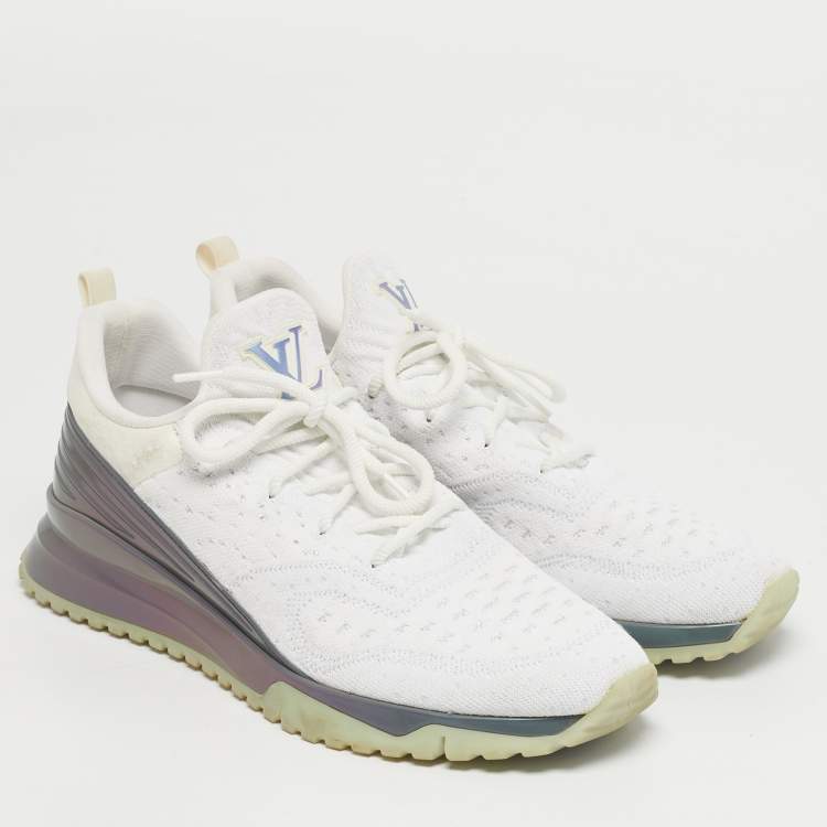 Pre Owned Louis Vuitton V.N.R Size 43.5 White Cotton Knit Lace Up Sneakers