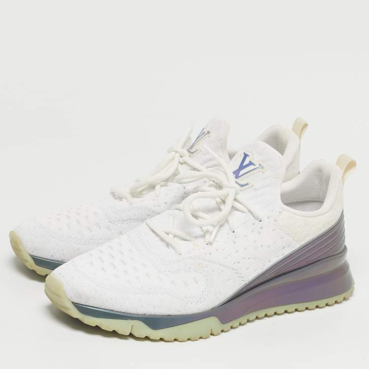 Pre Owned Louis Vuitton V.N.R Size 43.5 White Cotton Knit Lace Up Sneakers