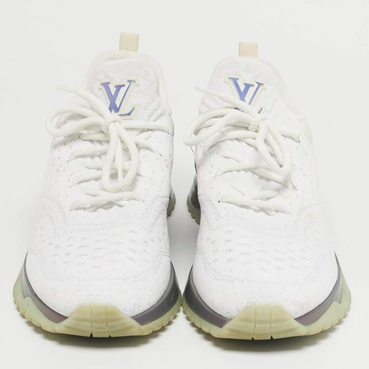 Pre Owned Louis Vuitton V.N.R Size 43.5 White Cotton Knit Lace Up Sneakers