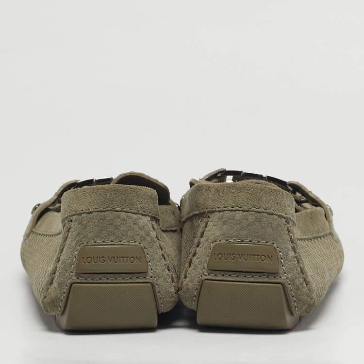 Pre Owned Louis Vuitton Monte Carlo Size 41.5 Grey Suede Loafers