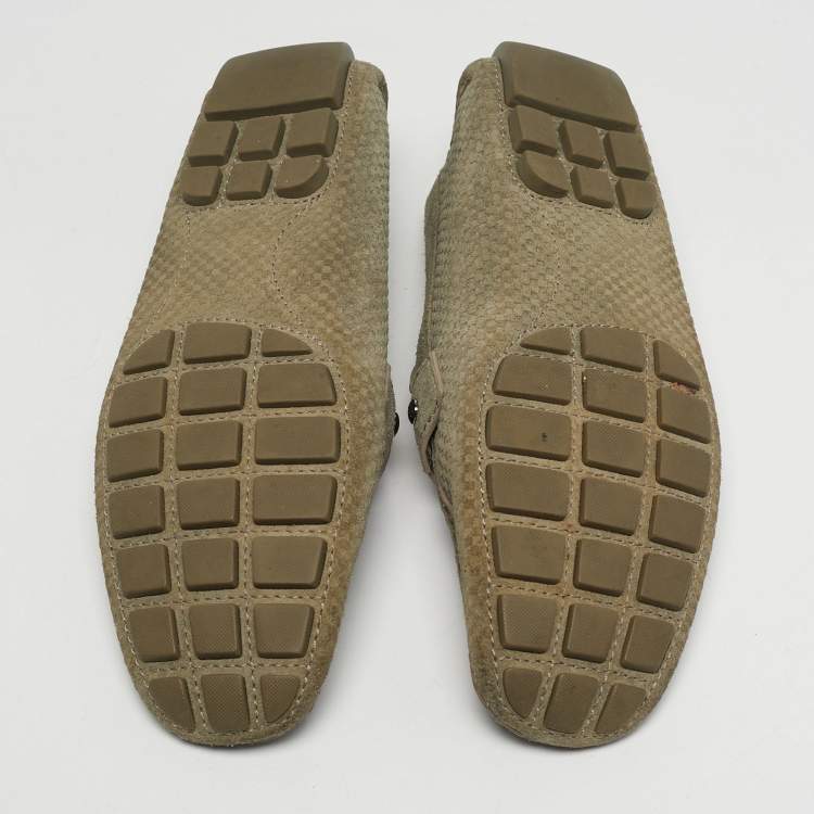 Pre Owned Louis Vuitton Monte Carlo Size 41.5 Grey Suede Loafers