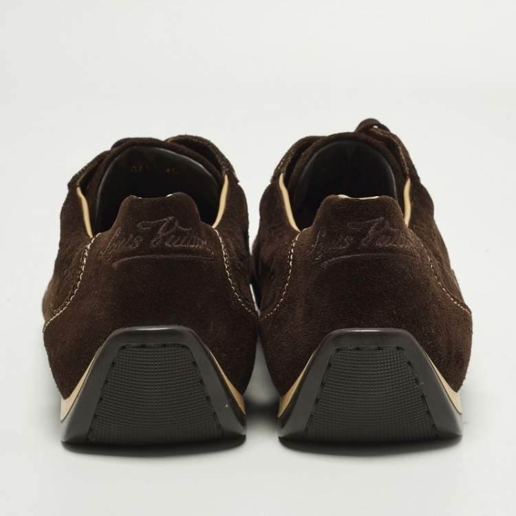 Pre Owned Louis Vuitton Size 44 Brown Suede Low Top Sneakers