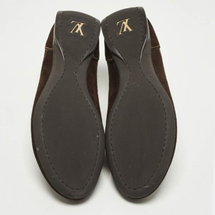 Pre Owned Louis Vuitton Size 44 Brown Suede Low Top Sneakers