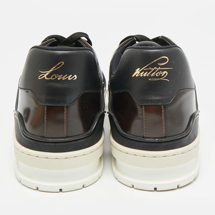 Pre Owned Louis Vuitton LV Trainer Size 44 Brown Leather Low Top Sneakers