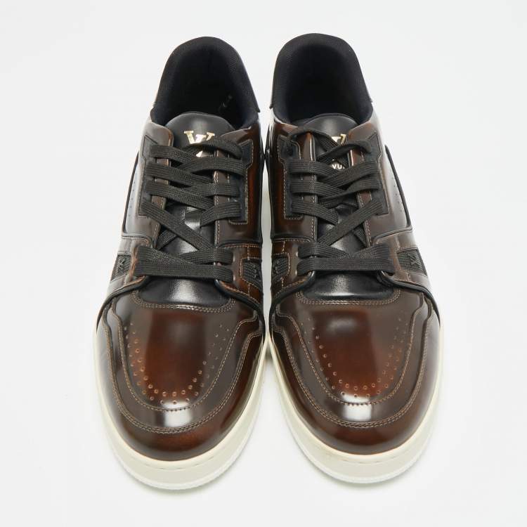 Pre Owned Louis Vuitton LV Trainer Size 44 Brown Leather Low Top Sneakers
