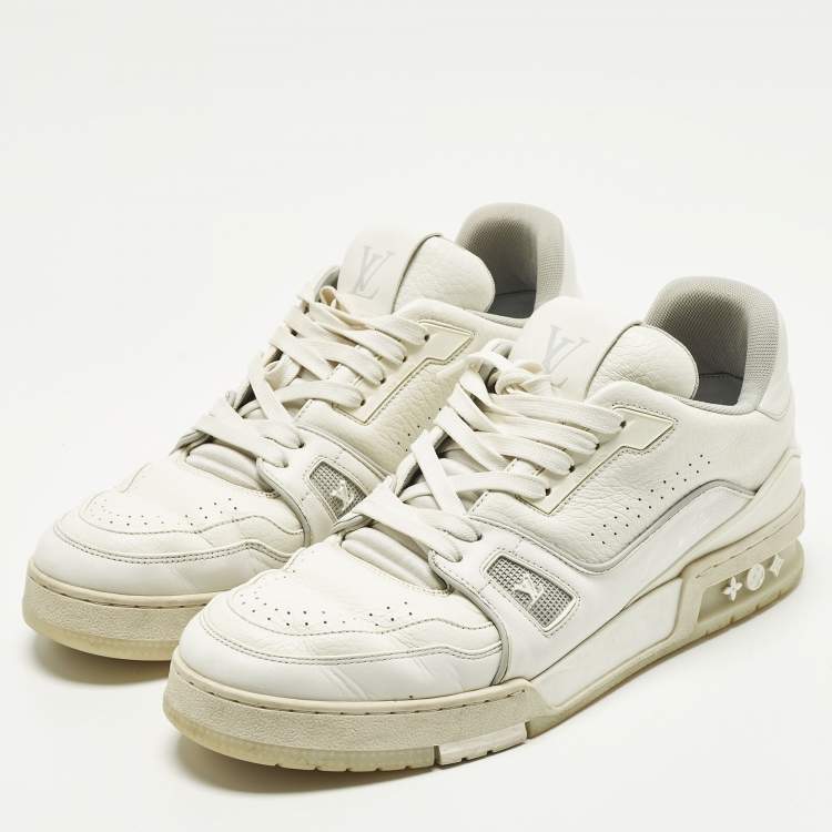 مملوكة مسبقًا Louis Vuitton LV Trainer Size 42 White Leather Lace Up Sneakers