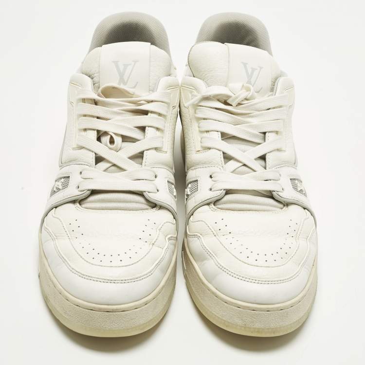 مملوكة مسبقًا Louis Vuitton LV Trainer Size 42 White Leather Lace Up Sneakers