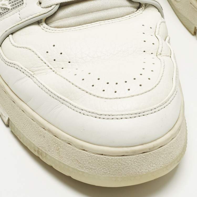 مملوكة مسبقًا Louis Vuitton LV Trainer Size 42 White Leather Lace Up Sneakers