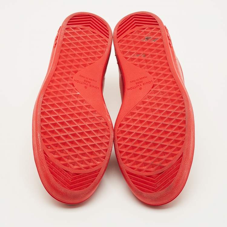 Pre Owned Louis Vuitton Luxembourg Size 41.5 Red Leather Low Top Sneakers