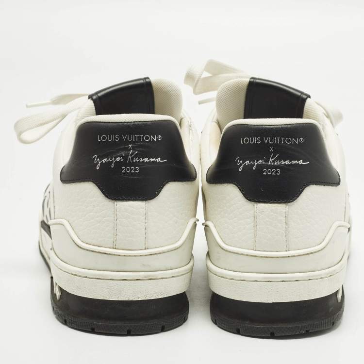 Pre Owned Louis Vuitton LV Trainer Size 42 White/Black Leather Lace Up Sneakers