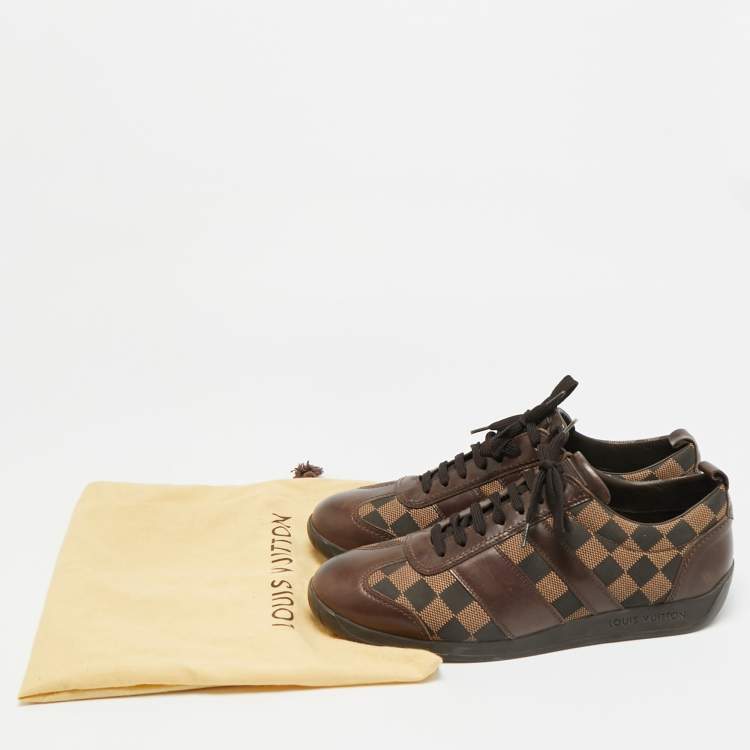 Pre Owned Louis Vuitton Size 41.5 Brown Monogram Demeire Fabric and Leather Lace Up Sneakers