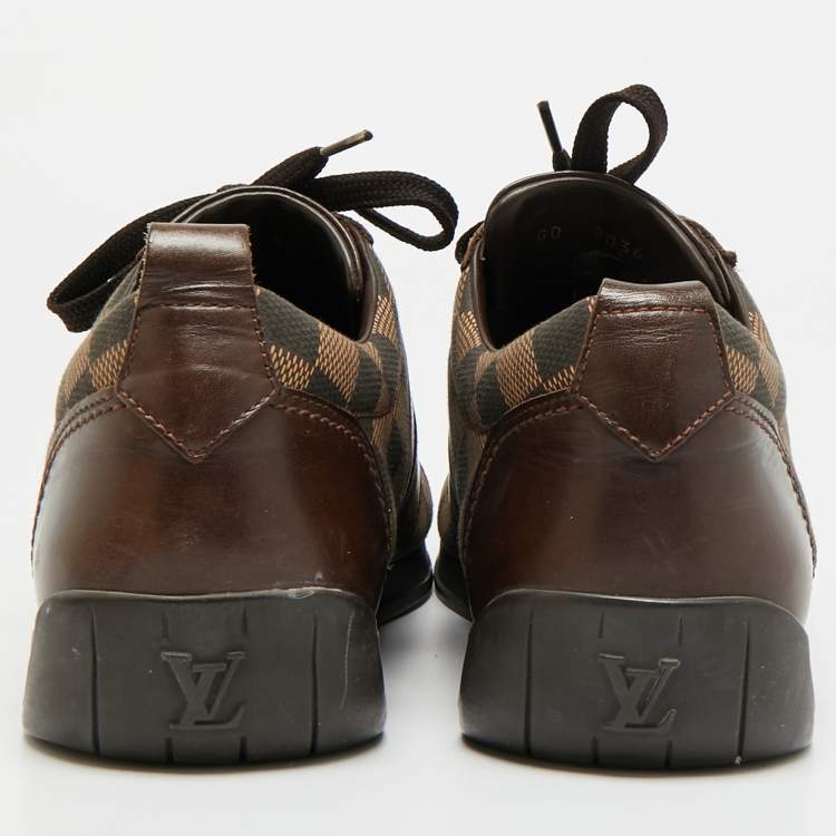 Pre Owned Louis Vuitton Size 41.5 Brown Monogram Demeire Fabric and Leather Lace Up Sneakers