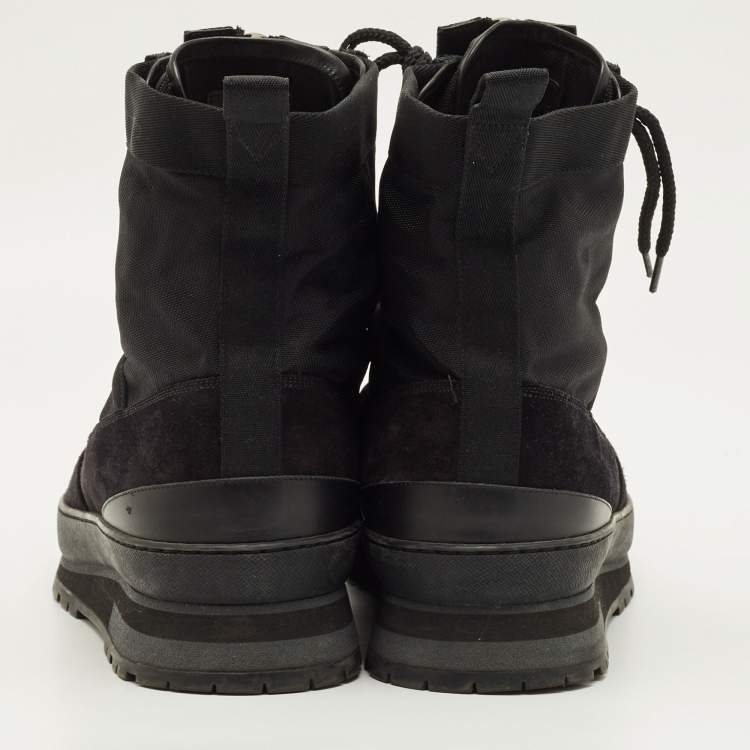 Pre Owned Louis Vuitton Harlem Size 42.5 Black Leather and Suede Ankle Length Boots