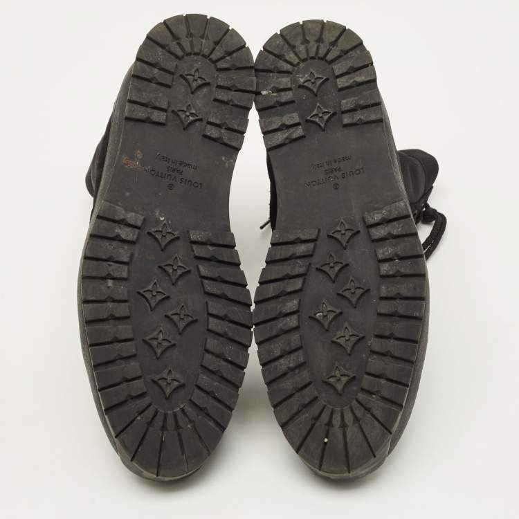 Pre Owned Louis Vuitton Harlem Size 42.5 Black Leather and Suede Ankle Length Boots