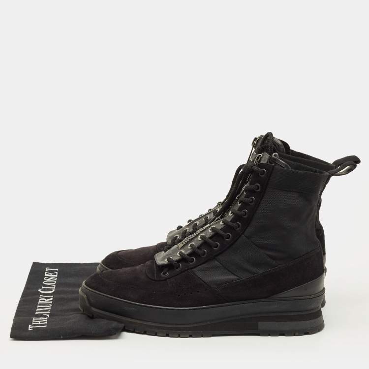 Pre Owned Louis Vuitton Harlem Size 42.5 Black Leather and Suede Ankle Length Boots