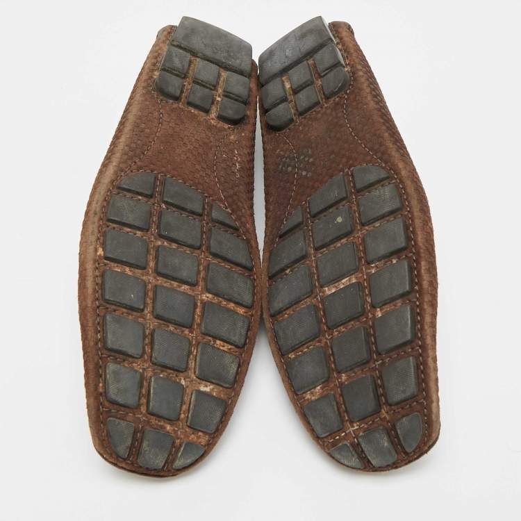 Pre Owned Louis Vuitton Monte Carlo Size 42 Brown Suede Loafers
