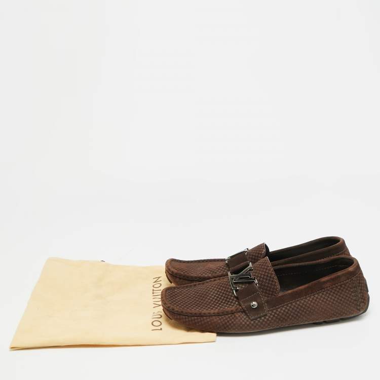 Pre Owned Louis Vuitton Monte Carlo Size 42 Brown Suede Loafers