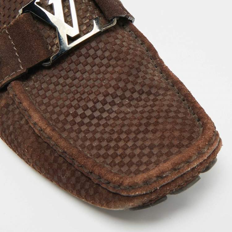 Pre Owned Louis Vuitton Monte Carlo Size 42 Brown Suede Loafers