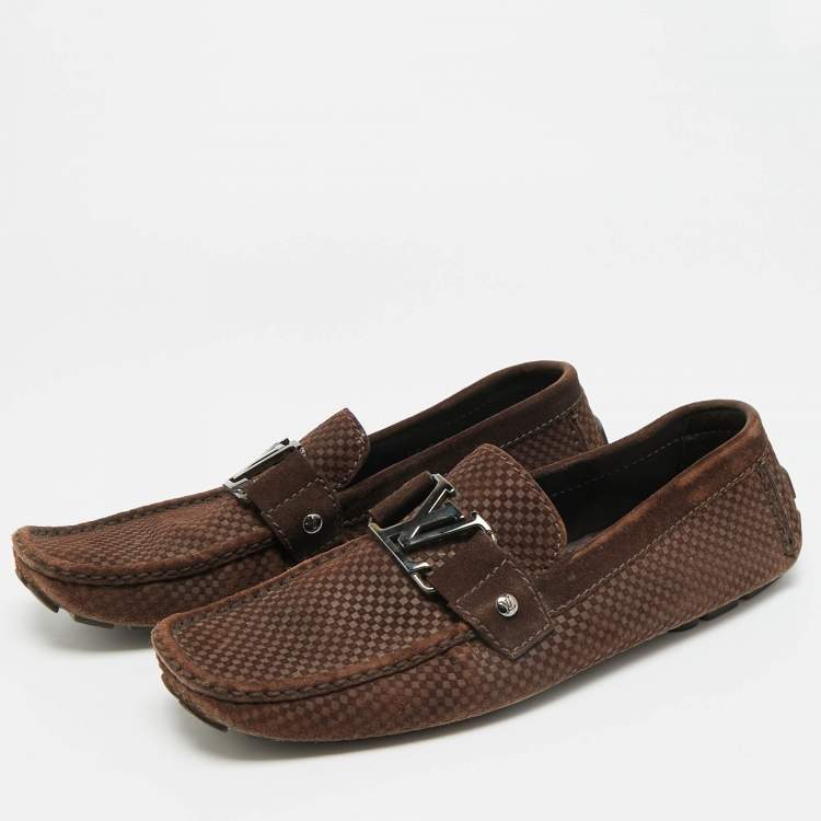 Pre Owned Louis Vuitton Monte Carlo Size 42 Brown Suede Loafers