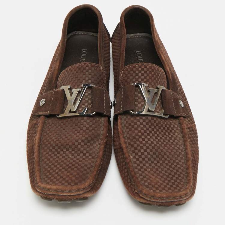 Pre Owned Louis Vuitton Monte Carlo Size 42 Brown Suede Loafers