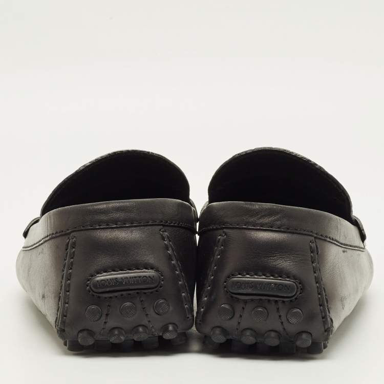 Pre Owned Louis Vuitton Hockenheim Size 43.5 Black Leather Loafers