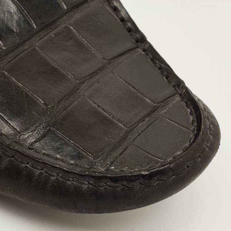 Pre Owned Louis Vuitton Hockenheim Size 43.5 Black Leather Loafers