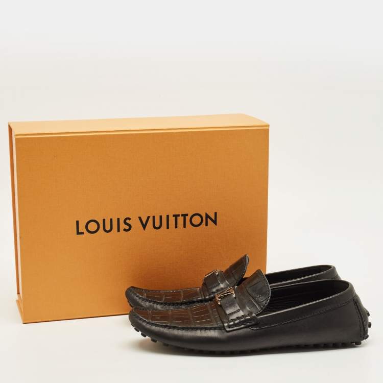 Pre Owned Louis Vuitton Hockenheim Size 43.5 Black Leather Loafers
