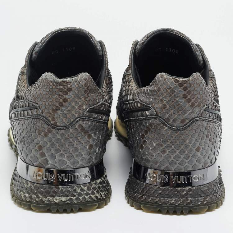 Pre Owned Louis Vuitton Run Away Size 41 Grey/Brown Python Leather Low Top Sneakers