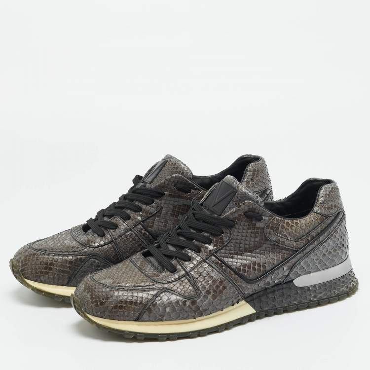 Pre Owned Louis Vuitton Run Away Size 41 Grey/Brown Python Leather Low Top Sneakers