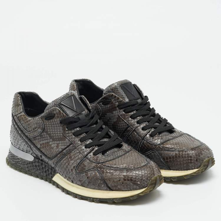 Pre Owned Louis Vuitton Run Away Size 41 Grey/Brown Python Leather Low Top Sneakers
