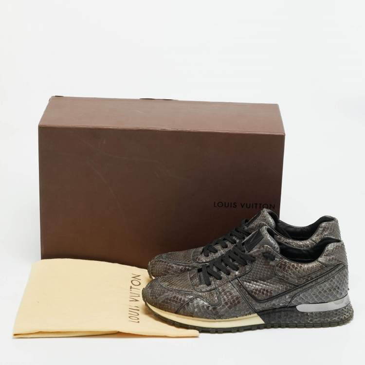Pre Owned Louis Vuitton Run Away Size 41 Grey/Brown Python Leather Low Top Sneakers