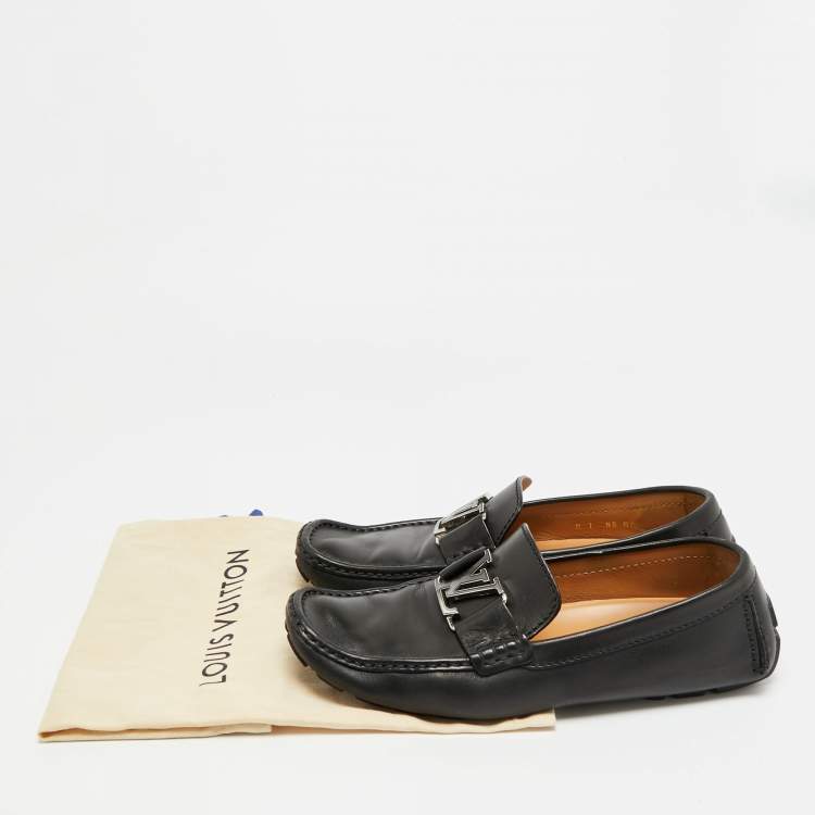 Pre Owned Louis Vuitton Monte Carlo Size 41 Black Leather Loafers