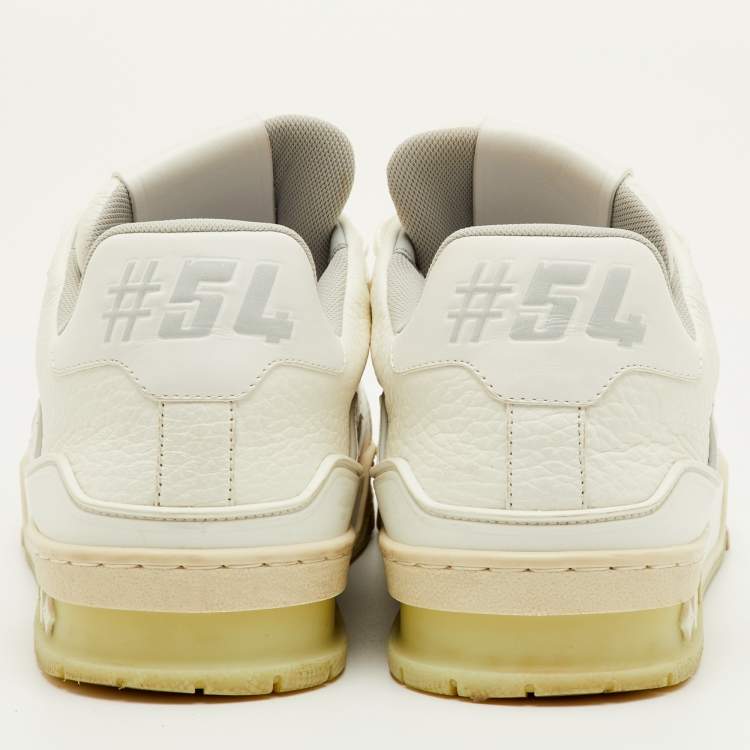 Pre Owned Louis Vuitton LV Trainer Size 38 White Leather Lace Up Sneakers