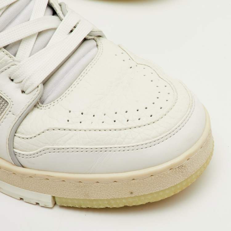 Pre Owned Louis Vuitton LV Trainer Size 38 White Leather Lace Up Sneakers