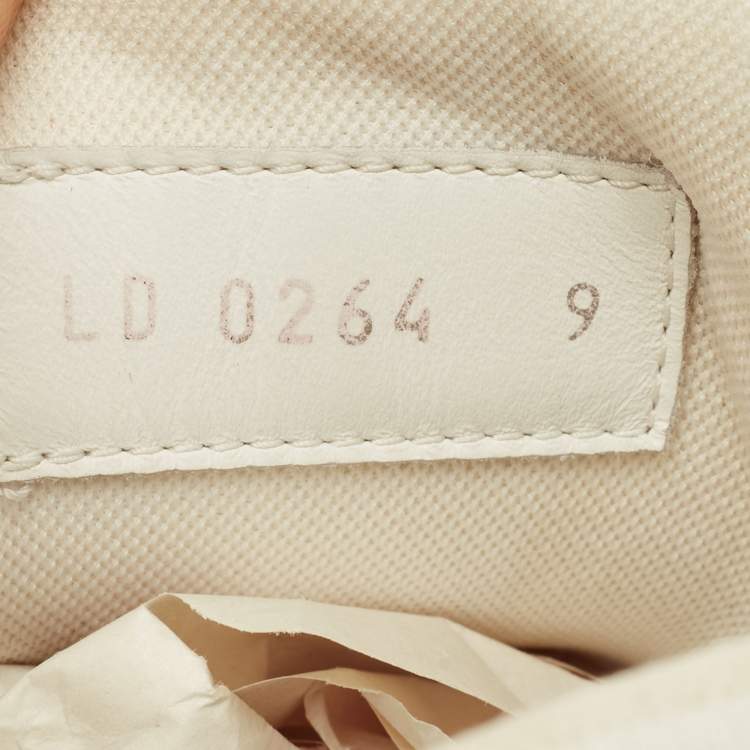 Pre Owned Louis Vuitton LV Trainer Size 43 White Fabric and Leather Lace Up Sneakers