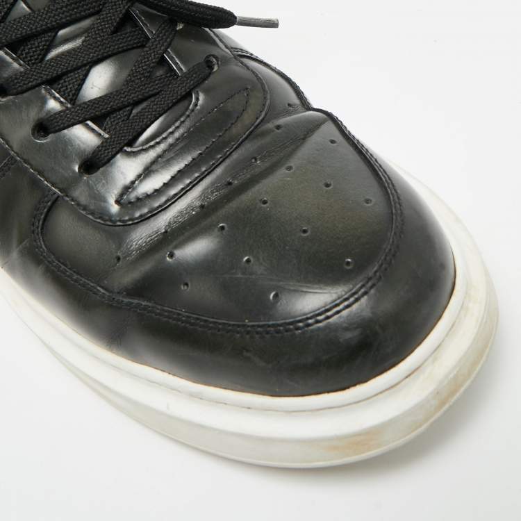 Pre Owned Louis Vuitton LV Trainer Size 42.5 Black Leather Lace Up Sneakers