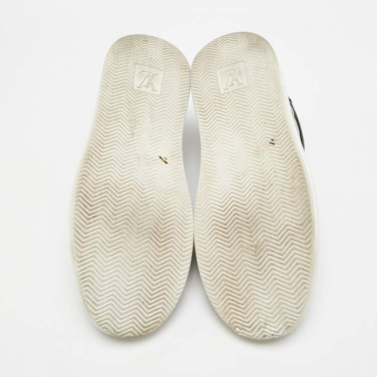 Pre Owned Louis Vuitton LV Trainer Size 42.5 Black Leather Lace Up Sneakers