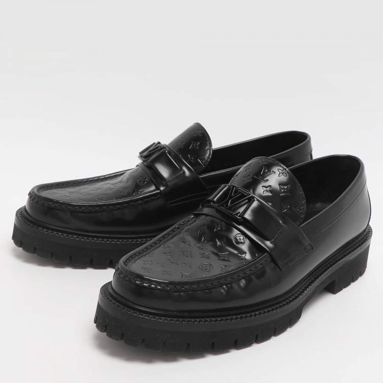 Pre Owned حذاء لوفرز لوي فيتون ماجور منقوش أسود مقاس 41.5