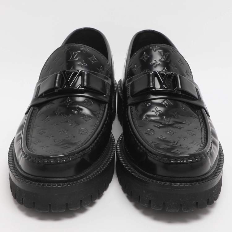 Pre Owned حذاء لوفرز لوي فيتون ماجور منقوش أسود مقاس 41.5