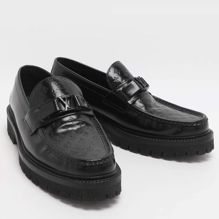 Pre Owned حذاء لوفرز لوي فيتون ماجور منقوش أسود مقاس 41.5