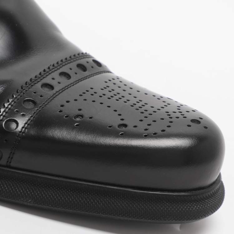 Pre Owned Louis Vuitton Size 43.5 Brogue Black Elastane and Patent Leather Chelsea Lace Up Boots