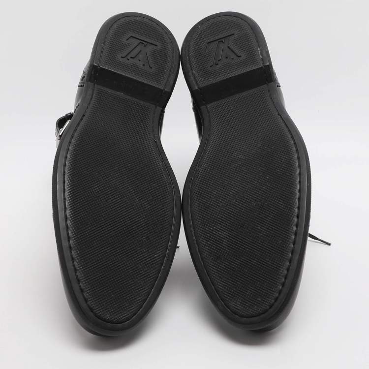 Pre Owned Louis Vuitton Size 43.5 Brogue Black Elastane and Patent Leather Chelsea Lace Up Boots